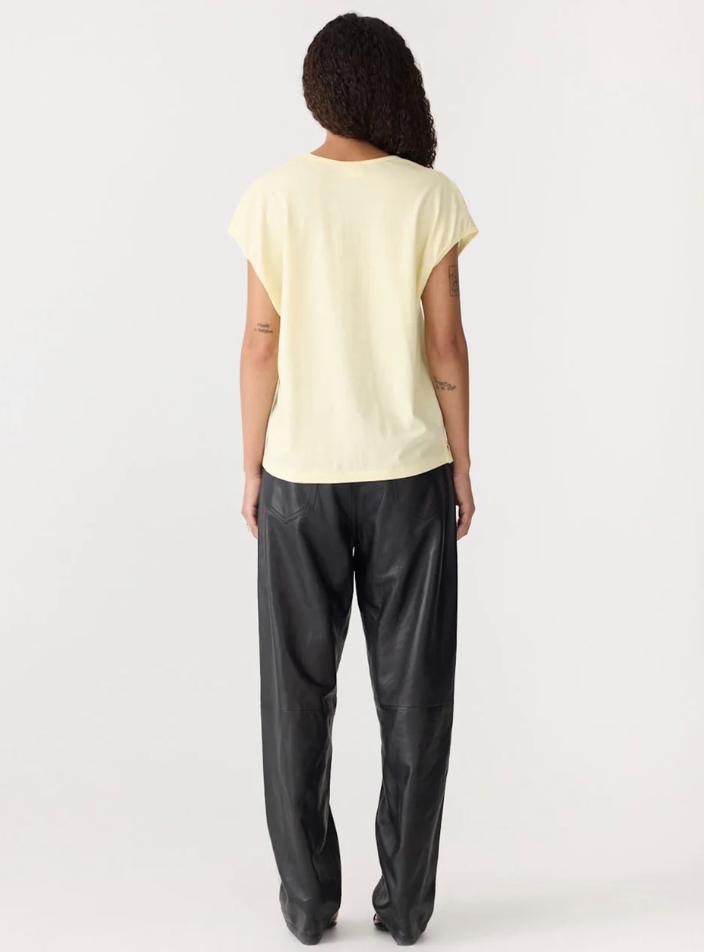 Bassike Fine Bind Scoop Neck Tank Lemon Sorbet