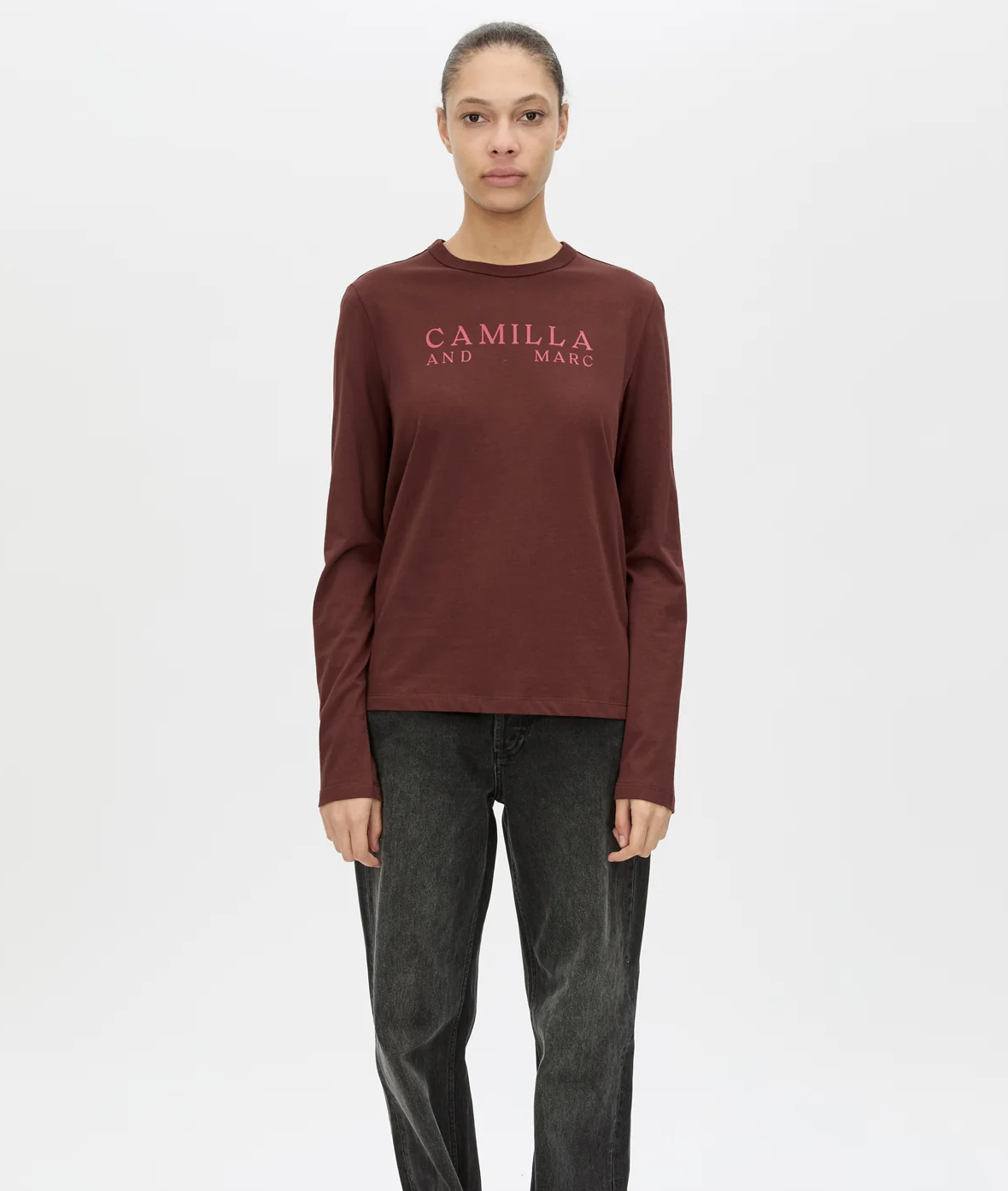 Camilla and Marc Era Long Sleeve Graphic Tee Burgundy
