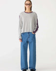 Bassike Racer Sleeve Long Shirt Grey Marl Aubergine