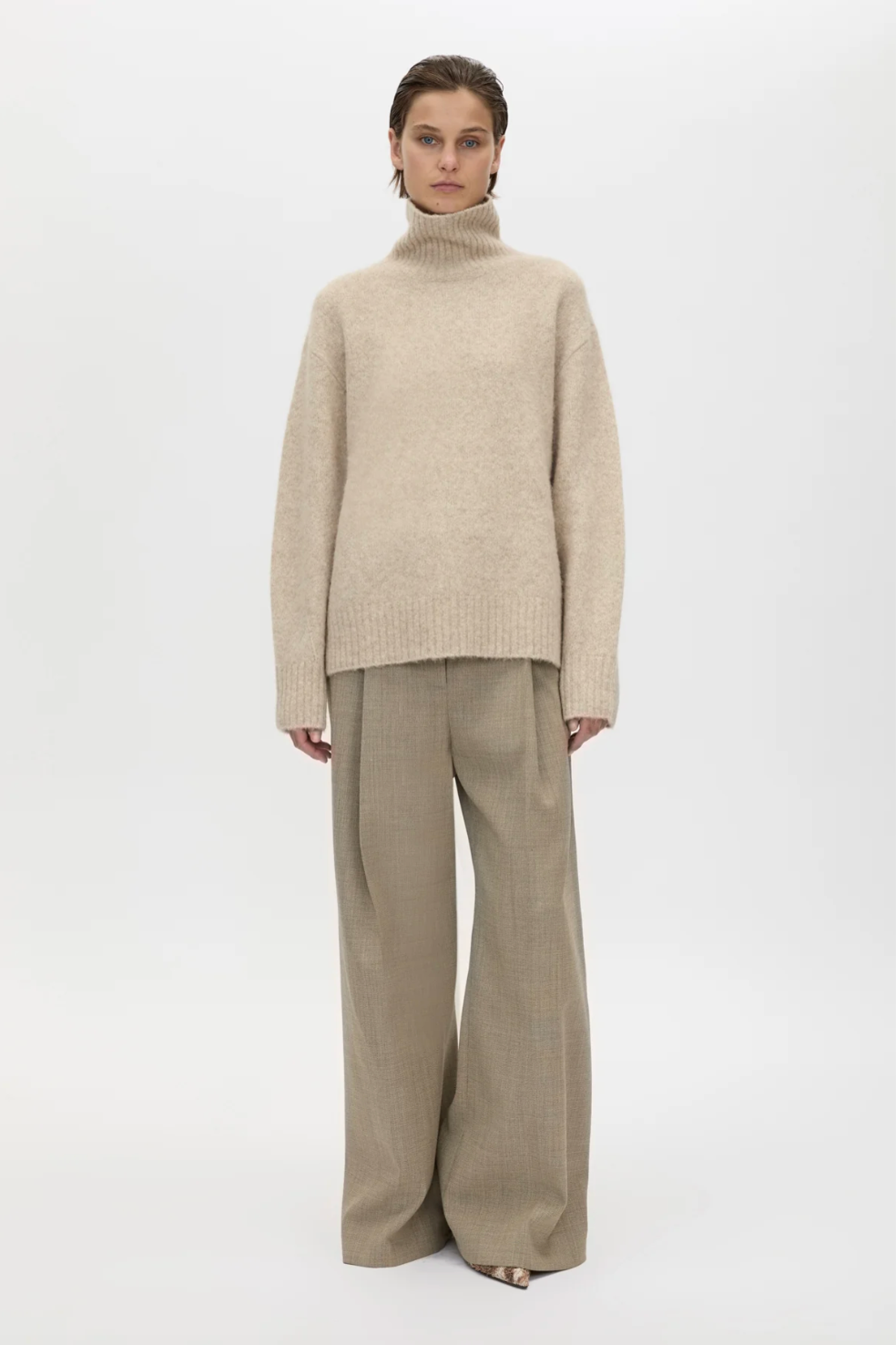 Camilla and Marc Leonie Turtleneck Knit Sweater Oatmeal Marle