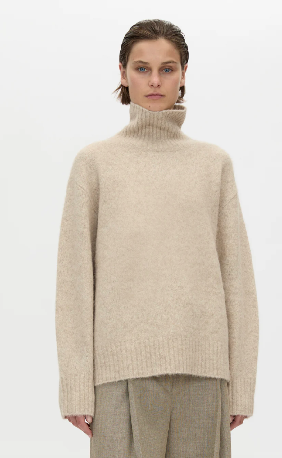 Camilla and Marc Leonie Turtleneck Knit Sweater Oatmeal Marle
