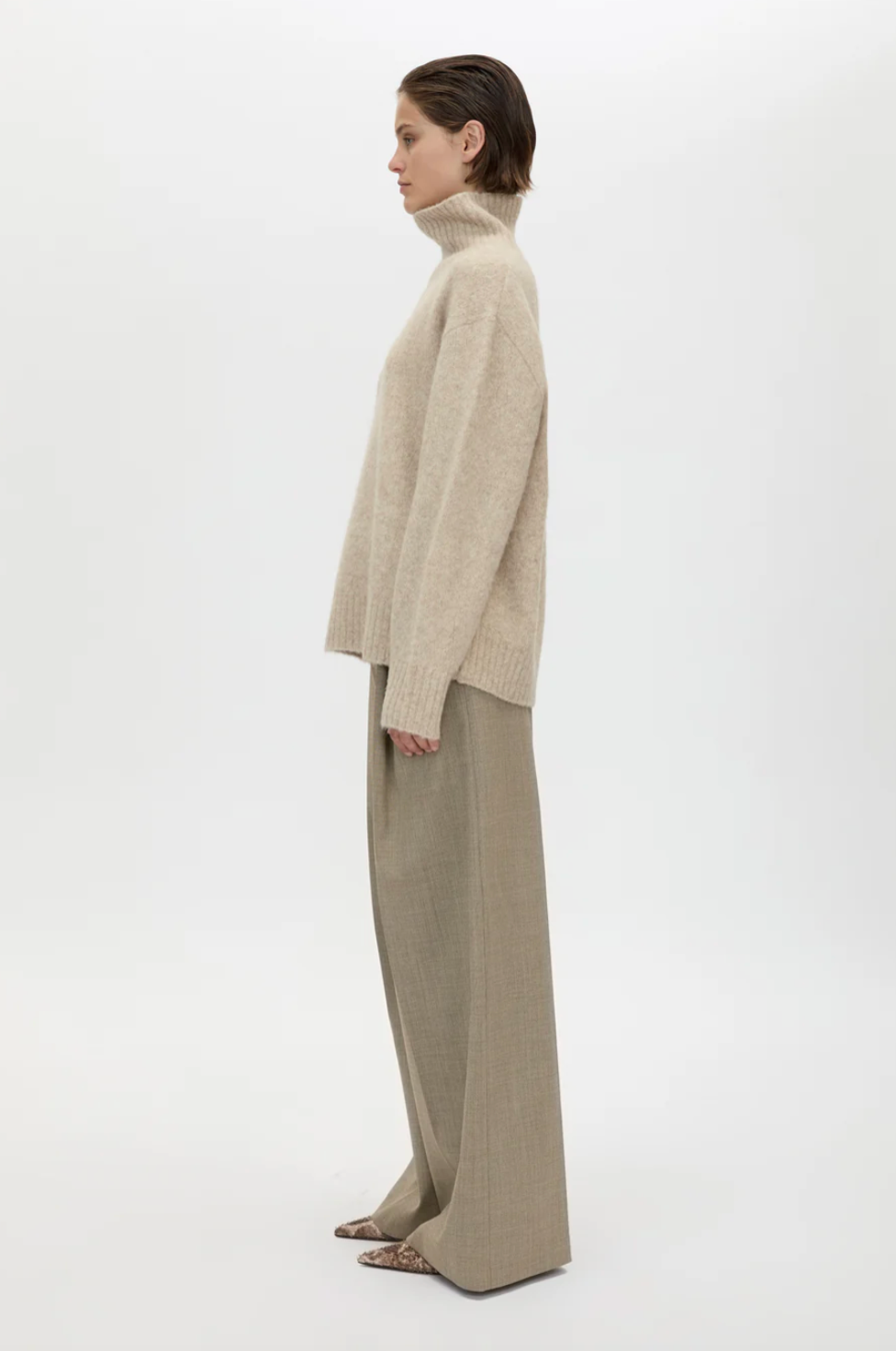 Camilla and Marc Leonie Turtleneck Knit Sweater Oatmeal Marle