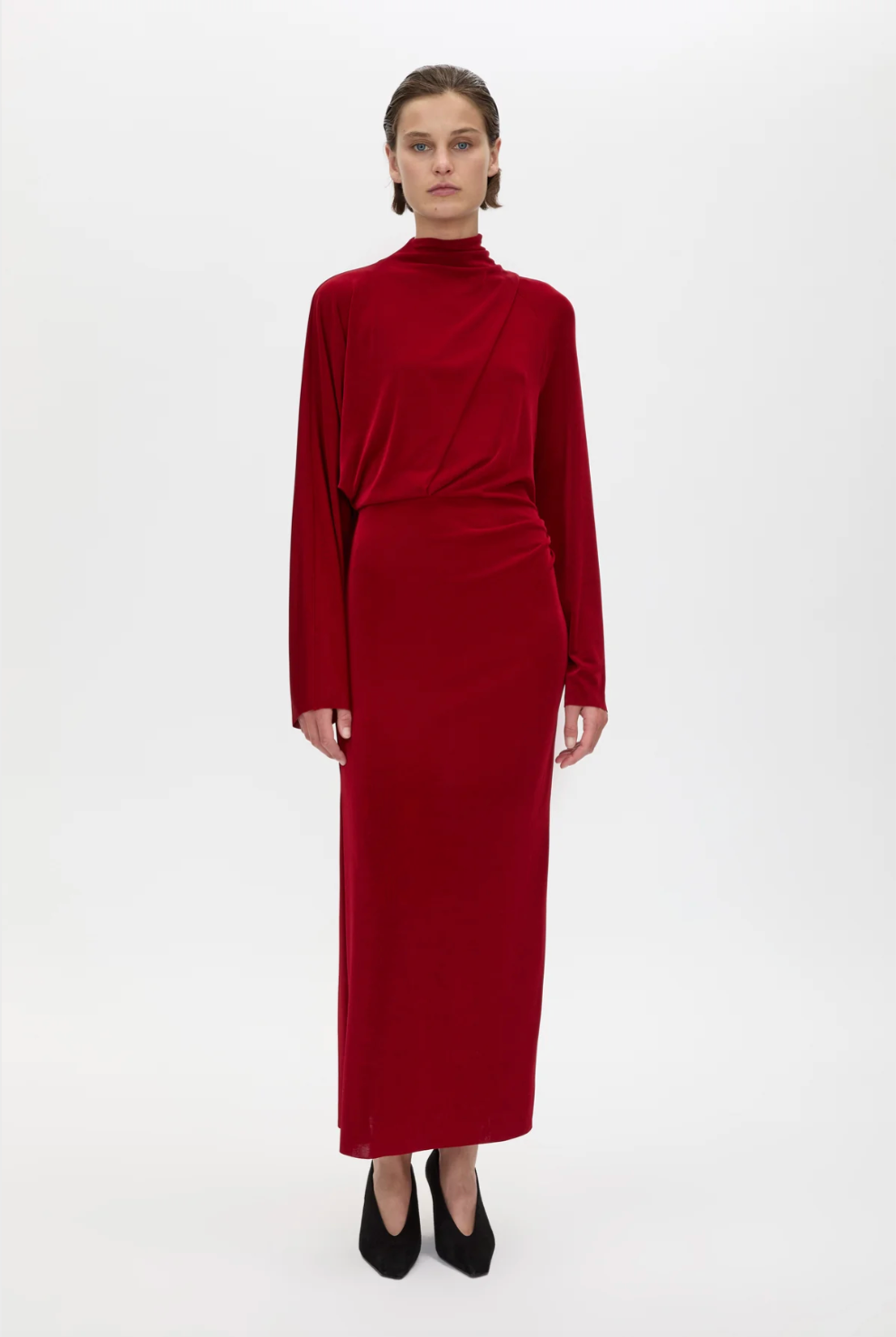 Camilla and Marc Ravine Draped Sleeve Dress Cherry