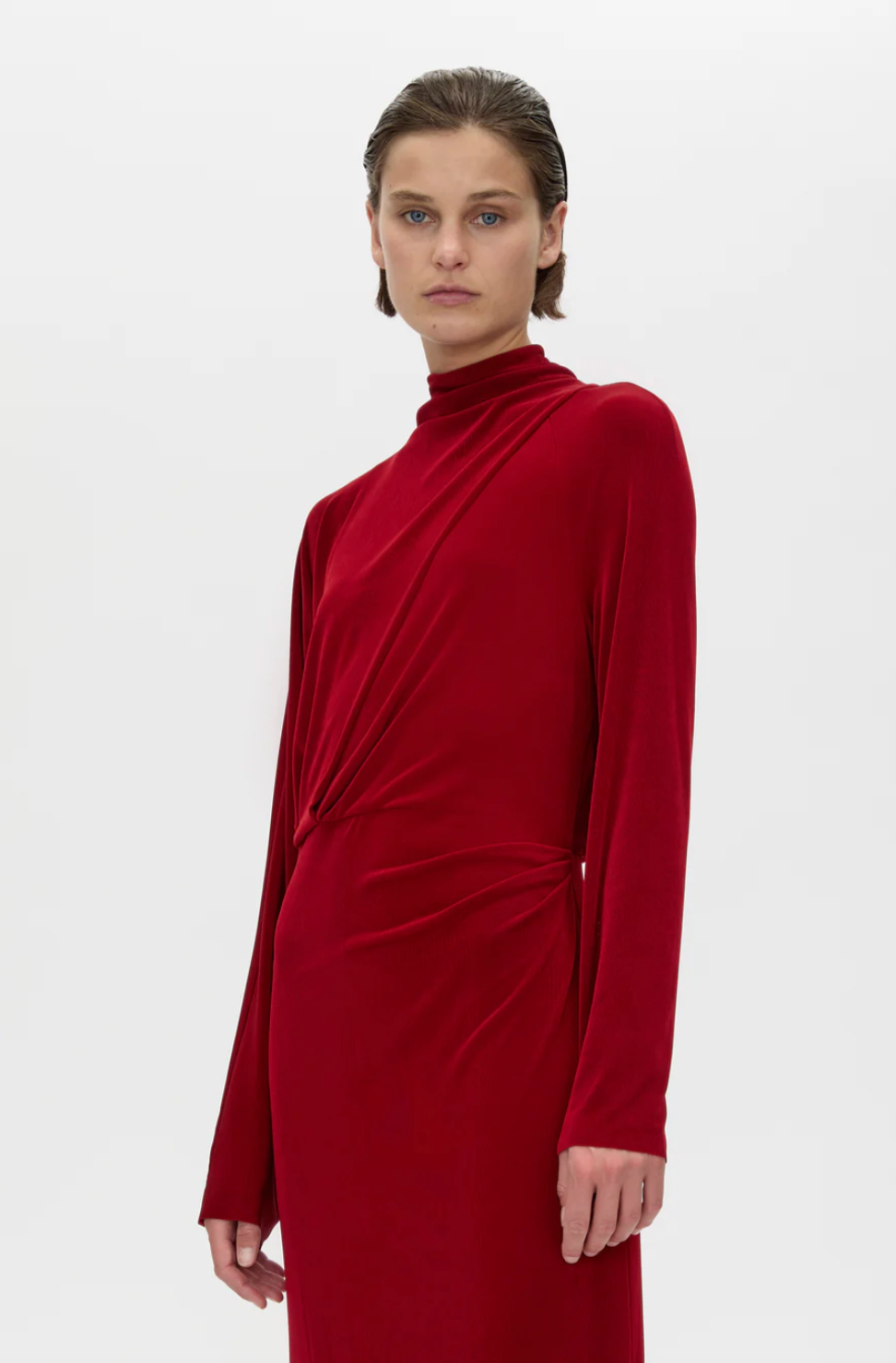 Camilla and Marc Ravine Draped Sleeve Dress Cherry