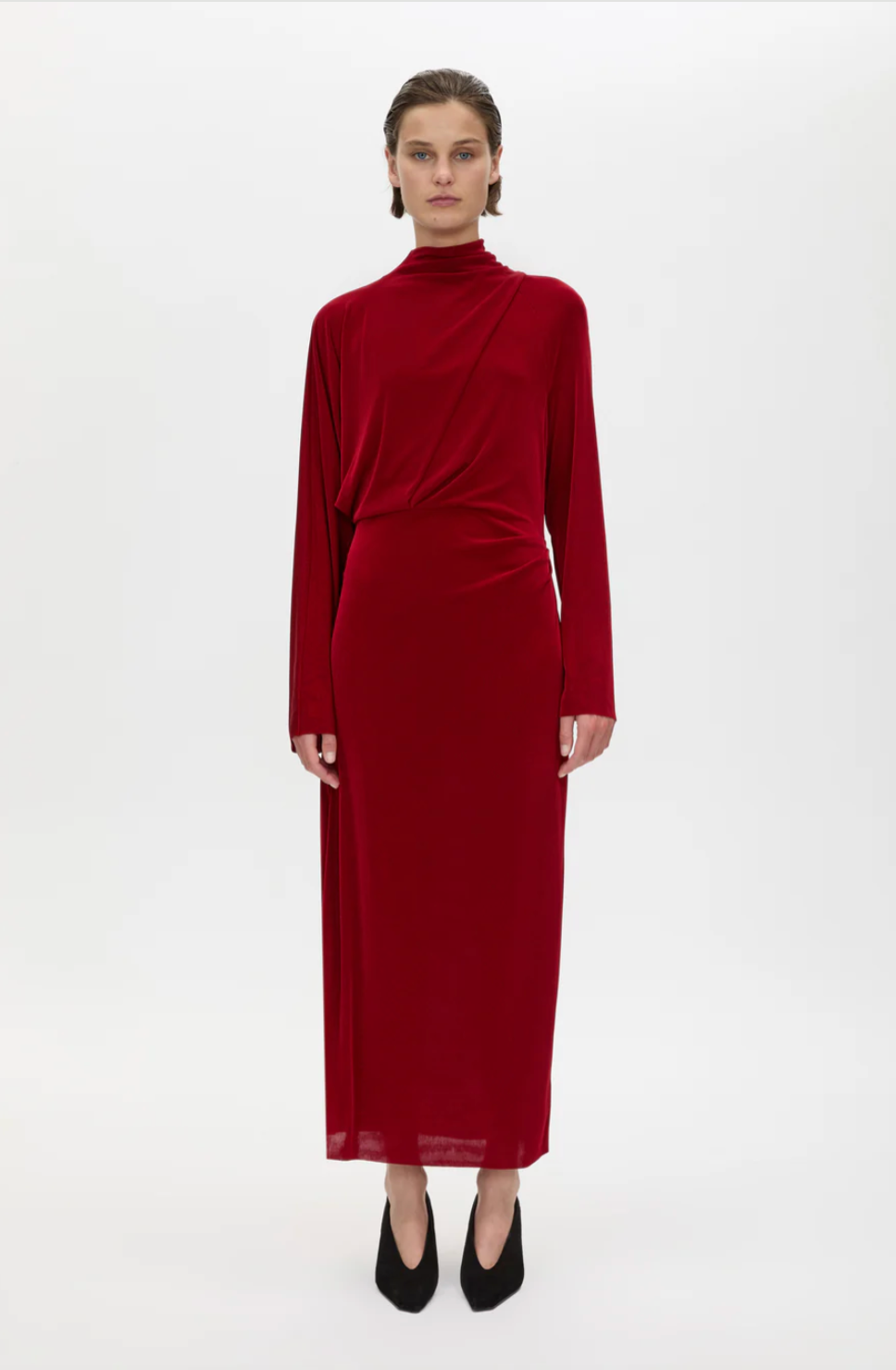Camilla and Marc Ravine Draped Sleeve Dress Cherry