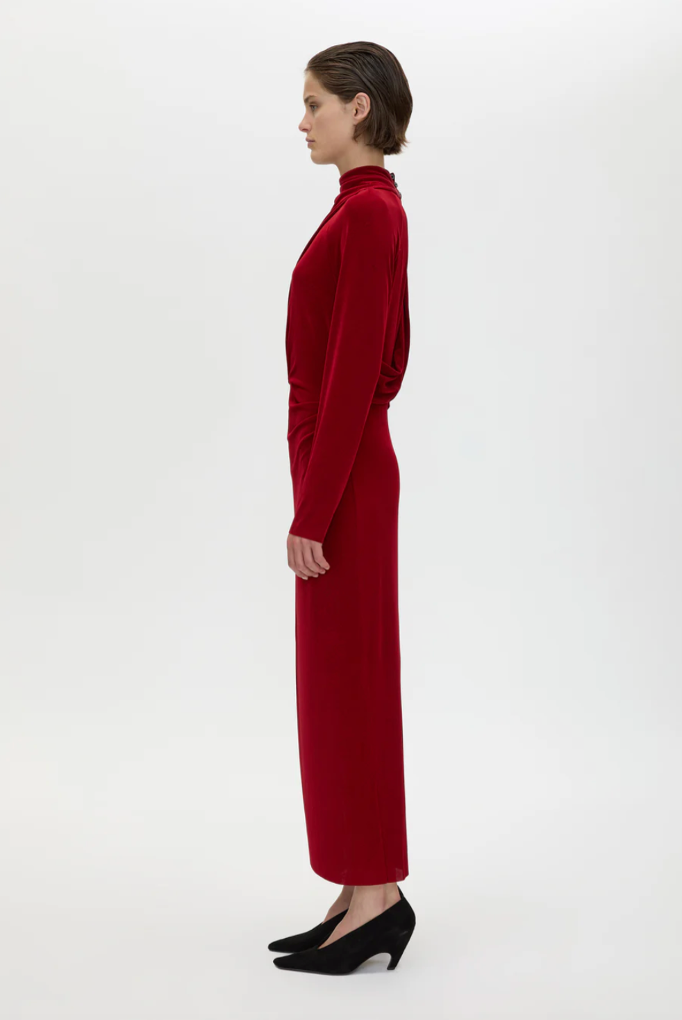Camilla and Marc Ravine Draped Sleeve Dress Cherry