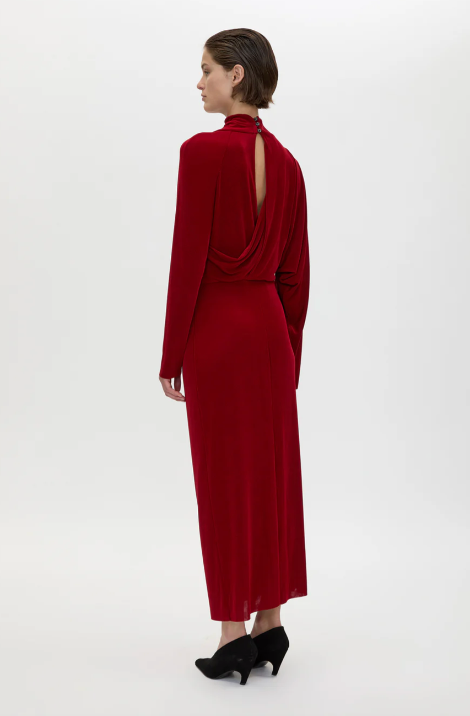 Camilla and Marc Ravine Draped Sleeve Dress Cherry