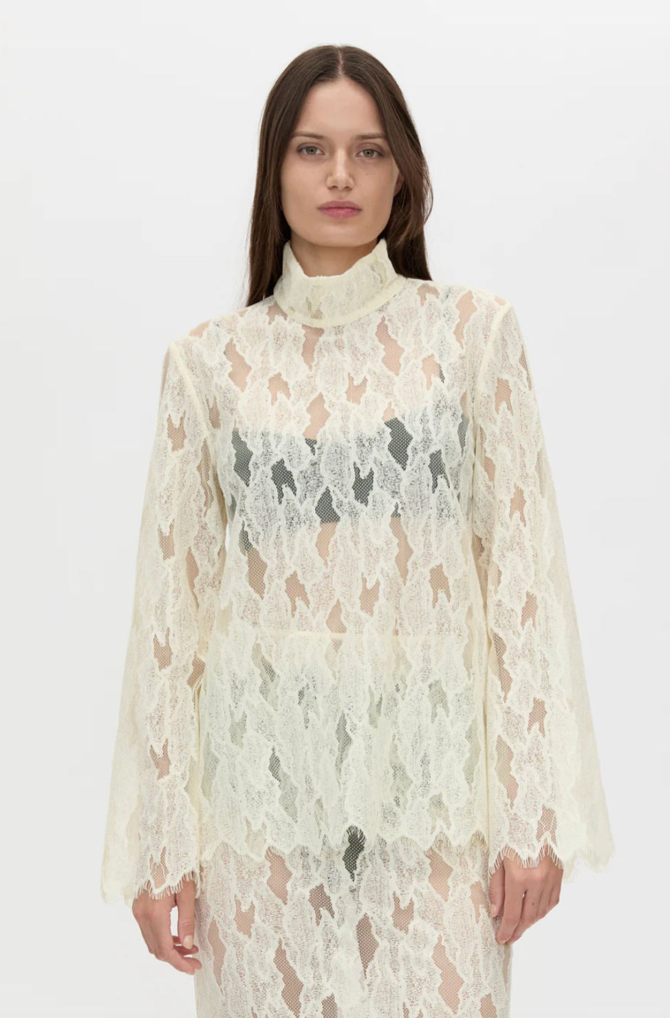 Camilla and Marc Zemira Long Sleeve Lace Top Cream