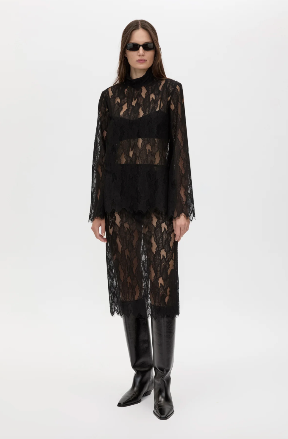 Camilla and Marc Zemira Long Sleeve Lace Top Black
