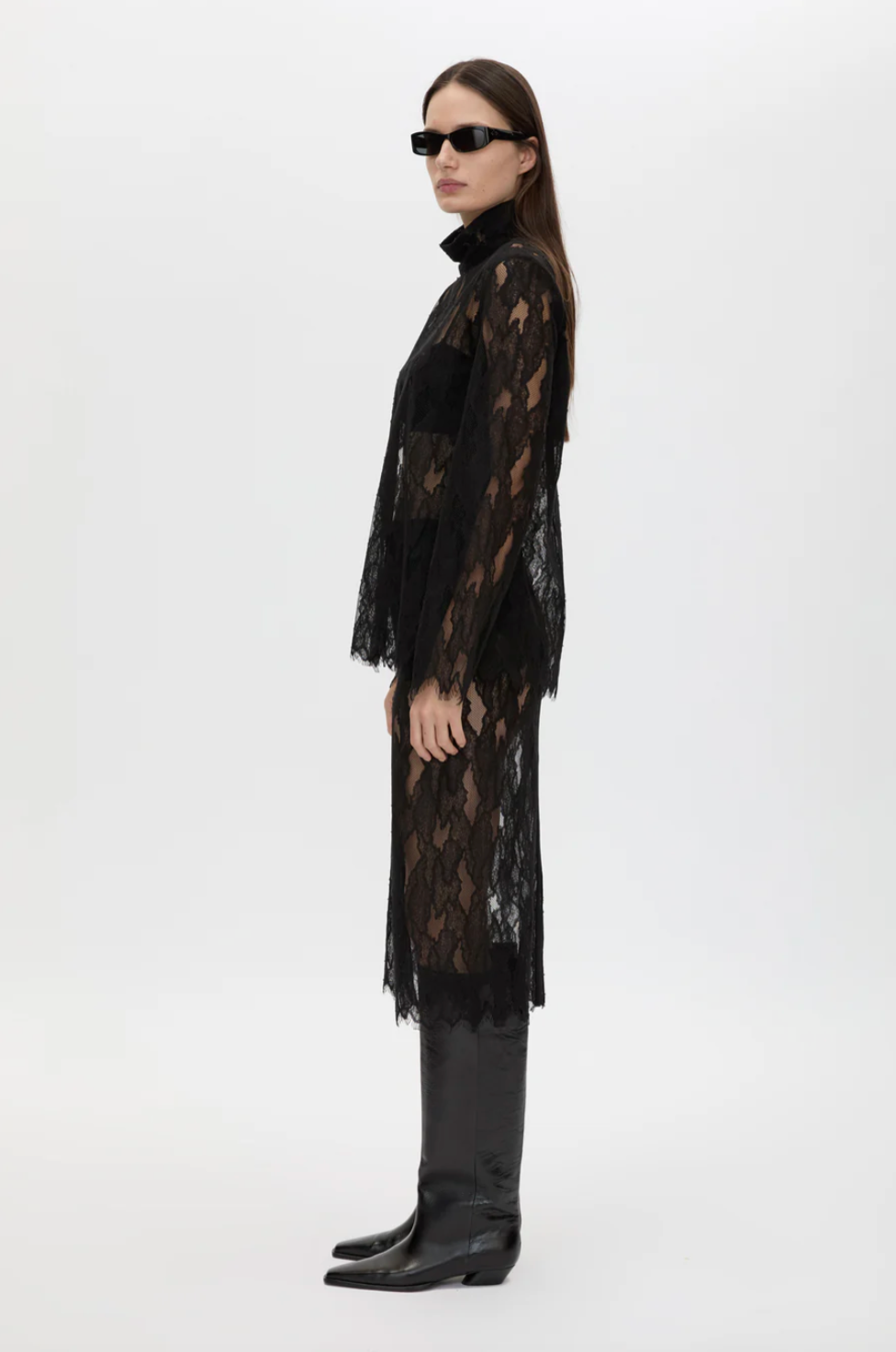 Camilla and Marc Zemira Long Sleeve Lace Top Black