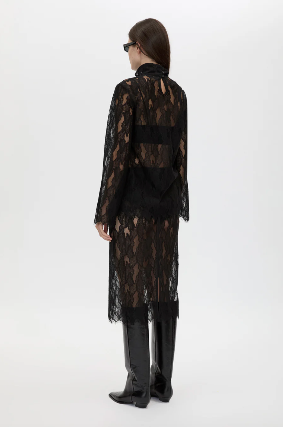 Camilla and Marc Zemira Long Sleeve Lace Top Black