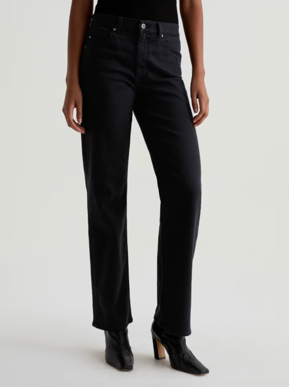 AG Brinley Jean Mid Rise Straight Super Black