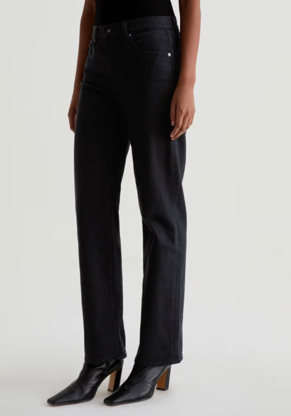 AG Brinley Jean Mid Rise Straight Super Black