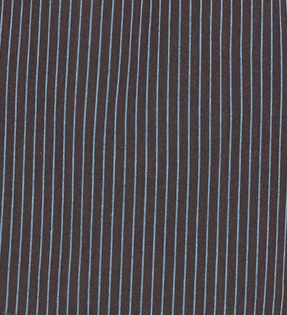 Deiji Studios Frill Placket Top Brown Blue Stripe