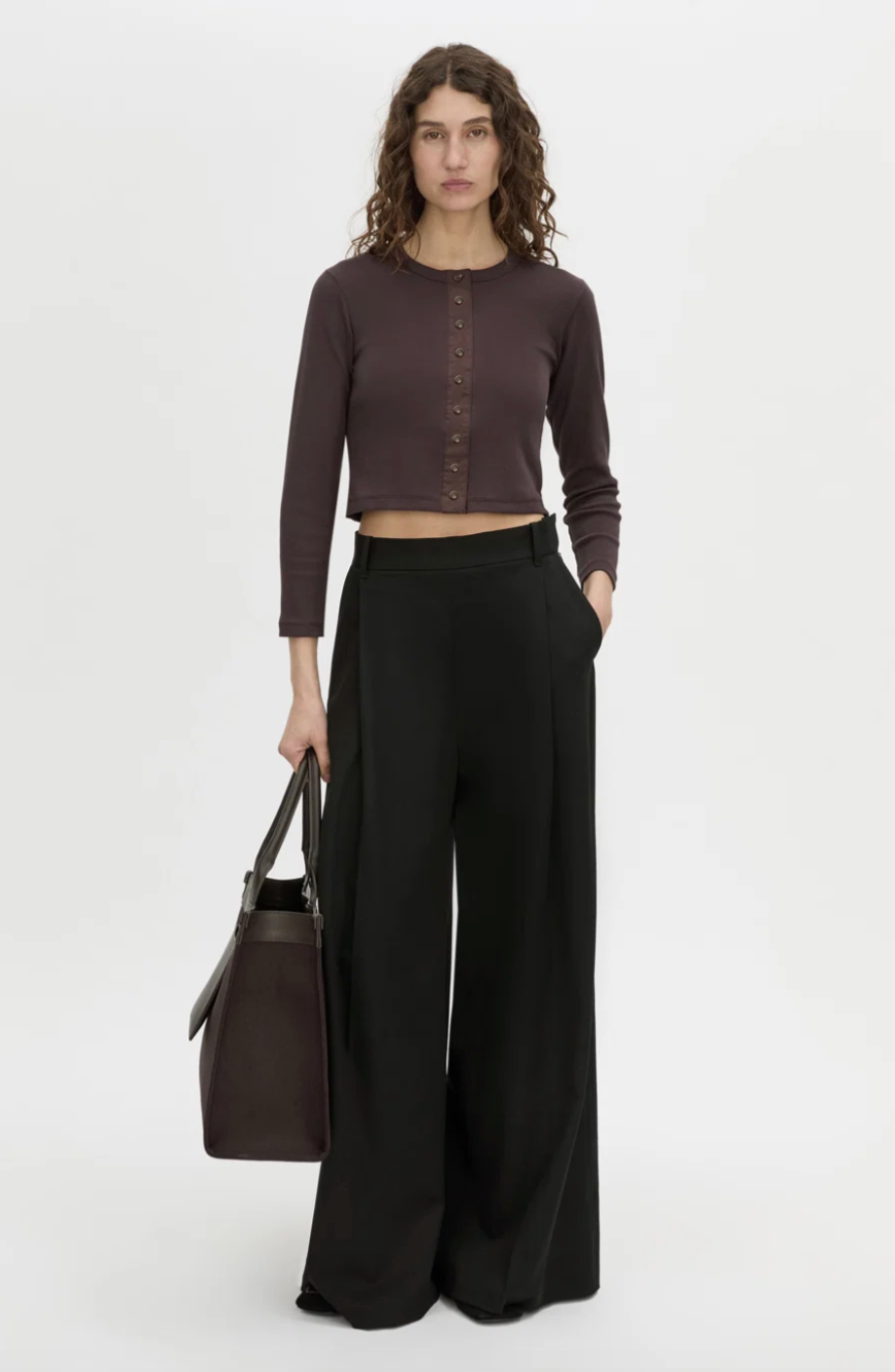 Camilla and Marc Aubrey Long Sleeve Rib Top Hickory