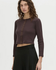 Camilla and Marc Aubrey Long Sleeve Rib Top Hickory