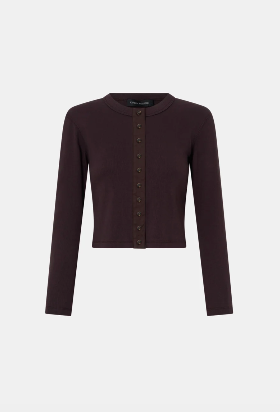Camilla and Marc Aubrey Long Sleeve Rib Top Hickory