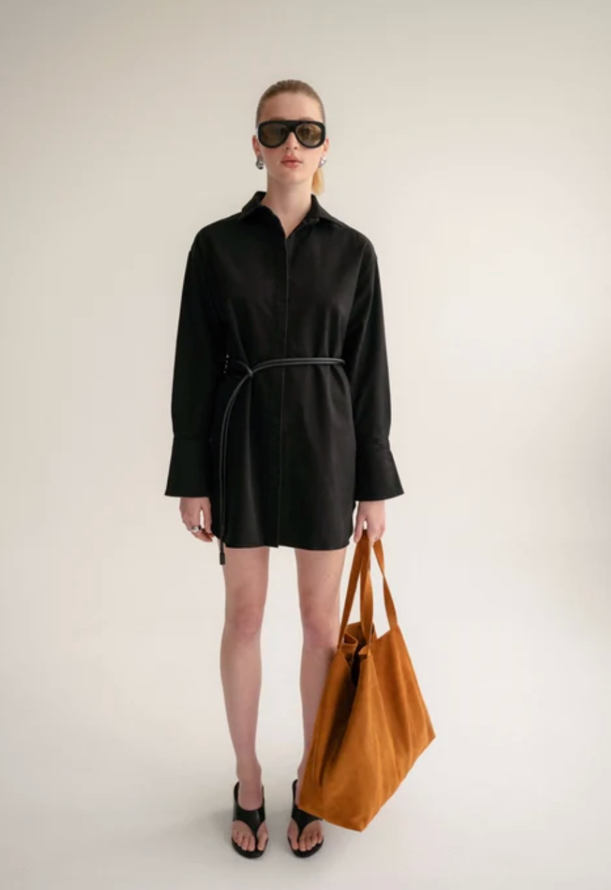 Wnsdy The Claire Shirt Dress Black