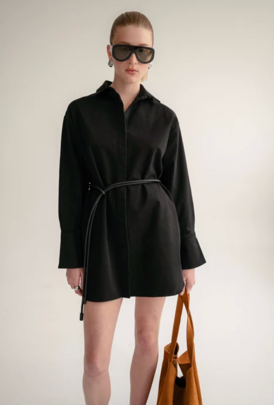 Wnsdy The Claire Shirt Dress Black