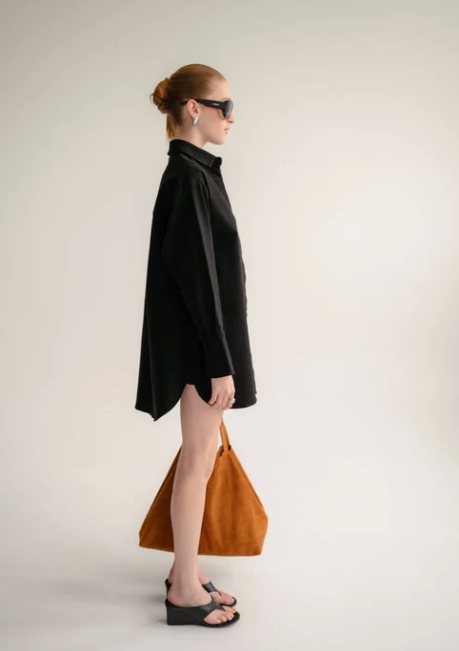 Wnsdy The Claire Shirt Dress Black