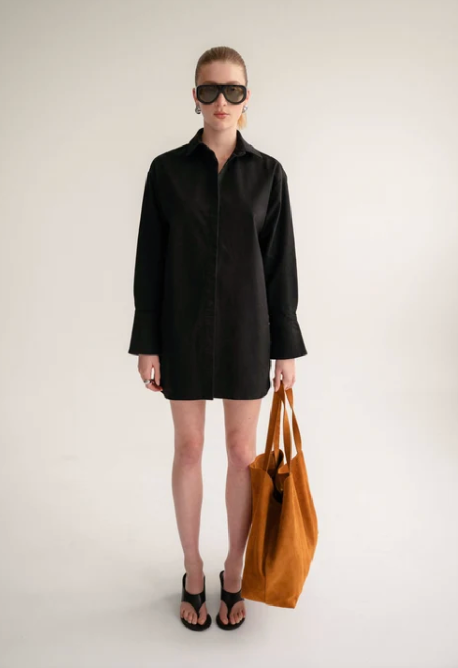 Wnsdy The Claire Shirt Dress Black