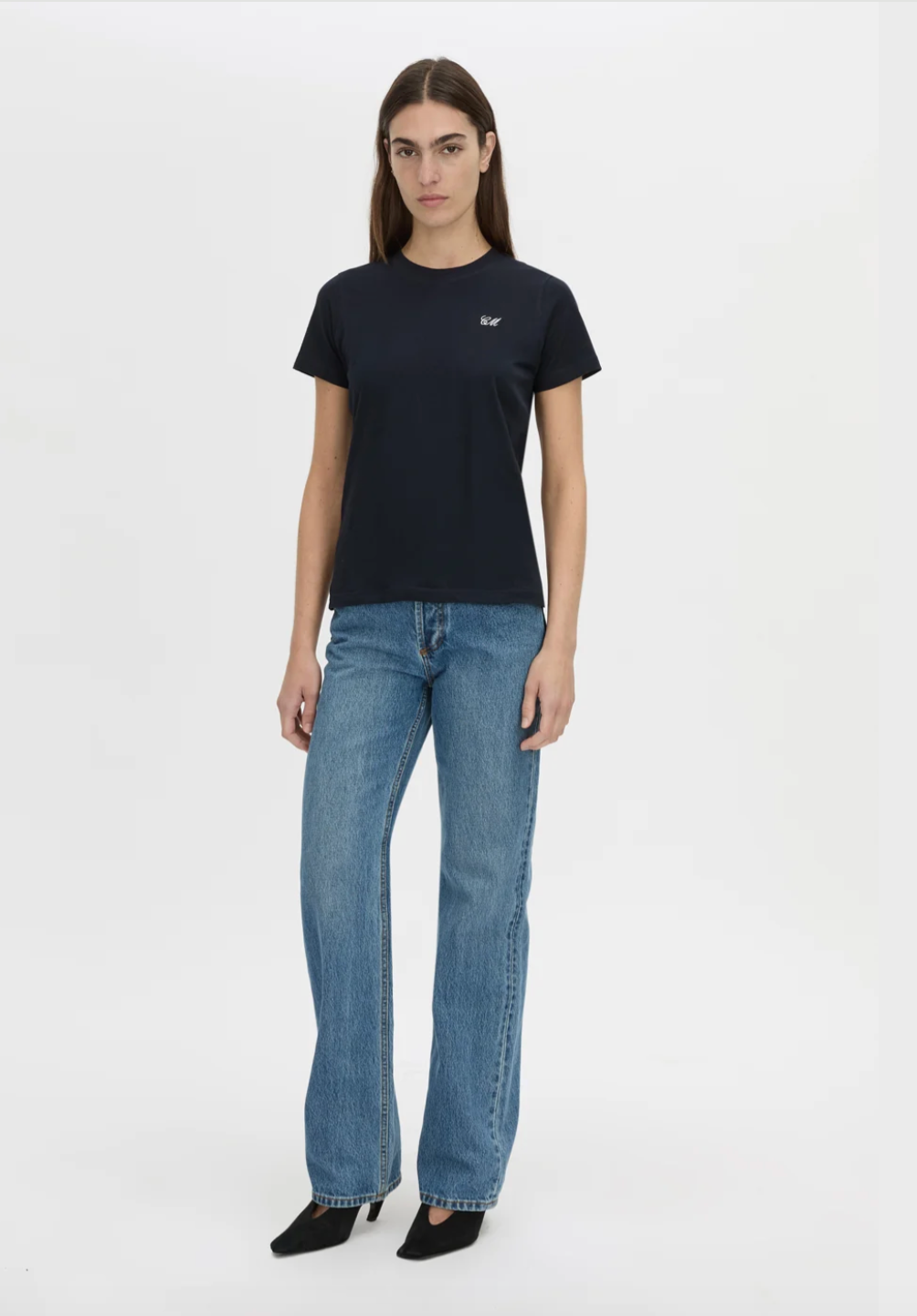 Camilla and Marc Birdie Fitted Print Tee Navy White