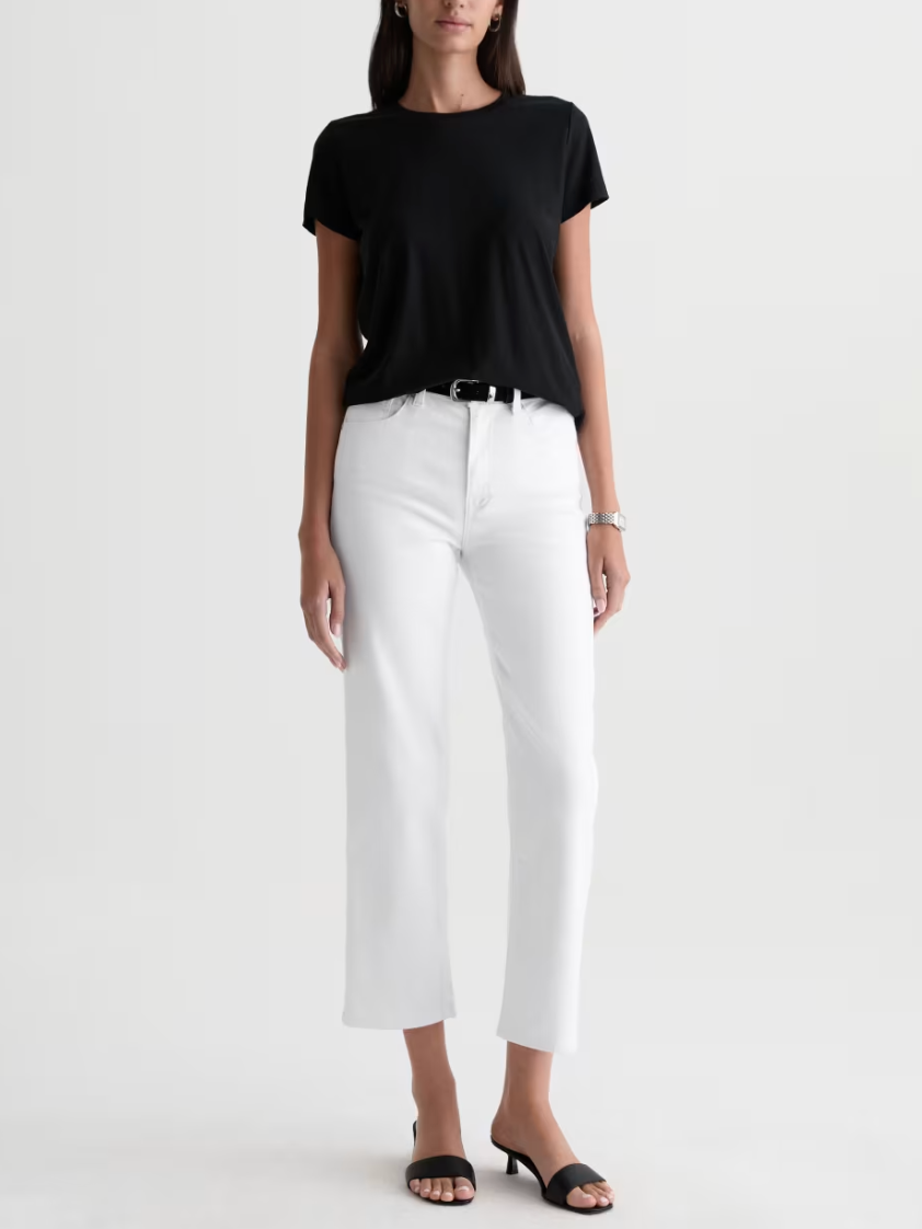 AG Brinley Crop Mid Rise Straight Gallery White
