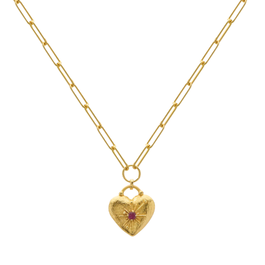 Murkani Love You Large Heart Necklace Gold