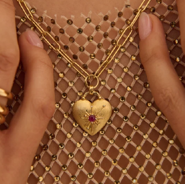 Murkani Love You Large Heart Necklace Gold