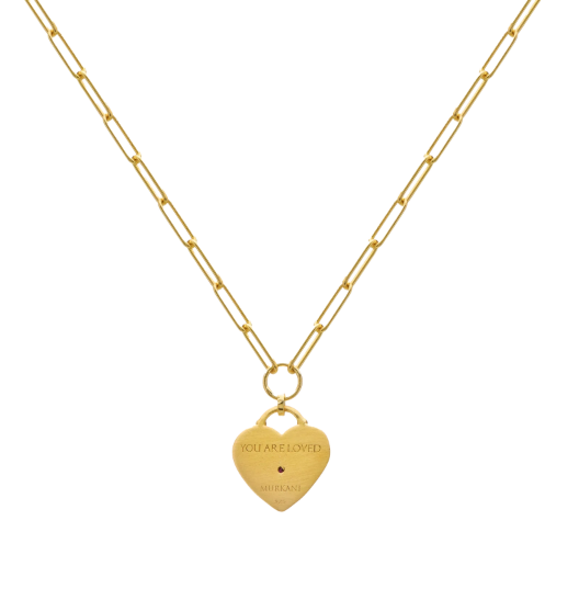 Murkani Love You Large Heart Necklace Gold