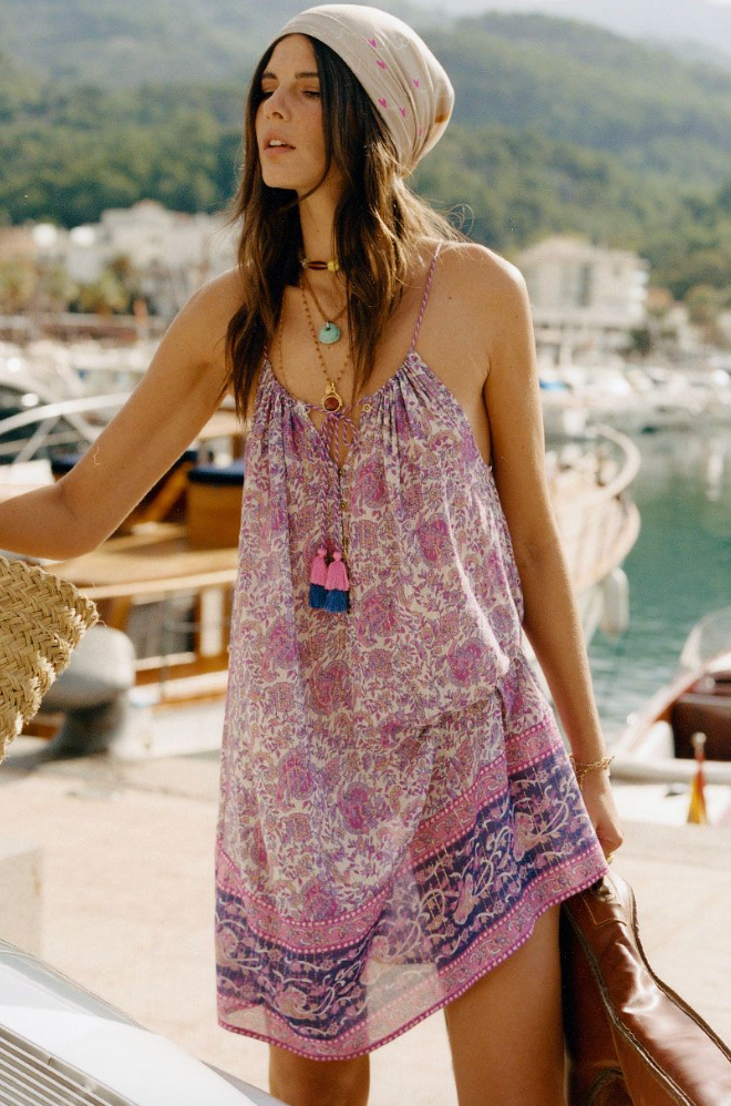 Spell Little Bird Strappy Mini Dress Berry