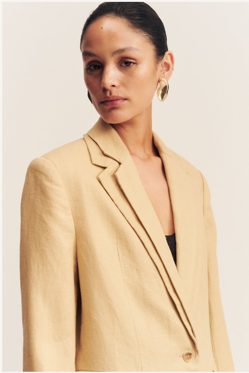 Shona Joy Wellington Double Layer Blazer Almond