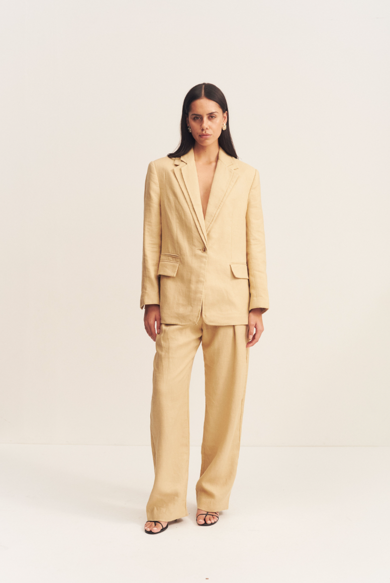 Shona Joy Wellington Double Layer Blazer Almond