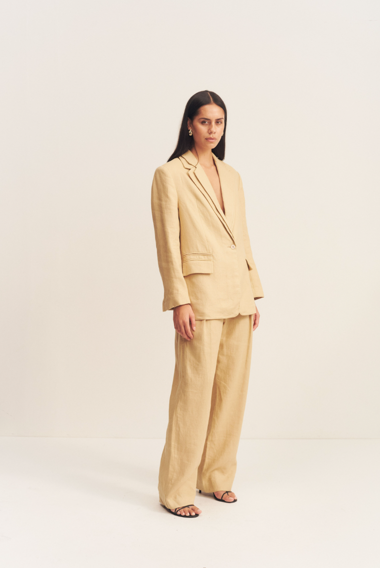 Shona Joy Wellington Double Layer Blazer Almond