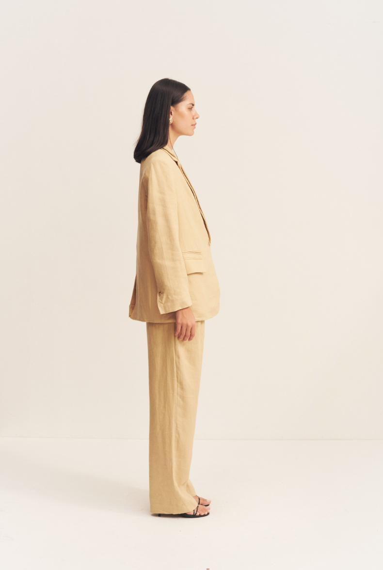 Shona Joy Wellington Double Layer Blazer Almond