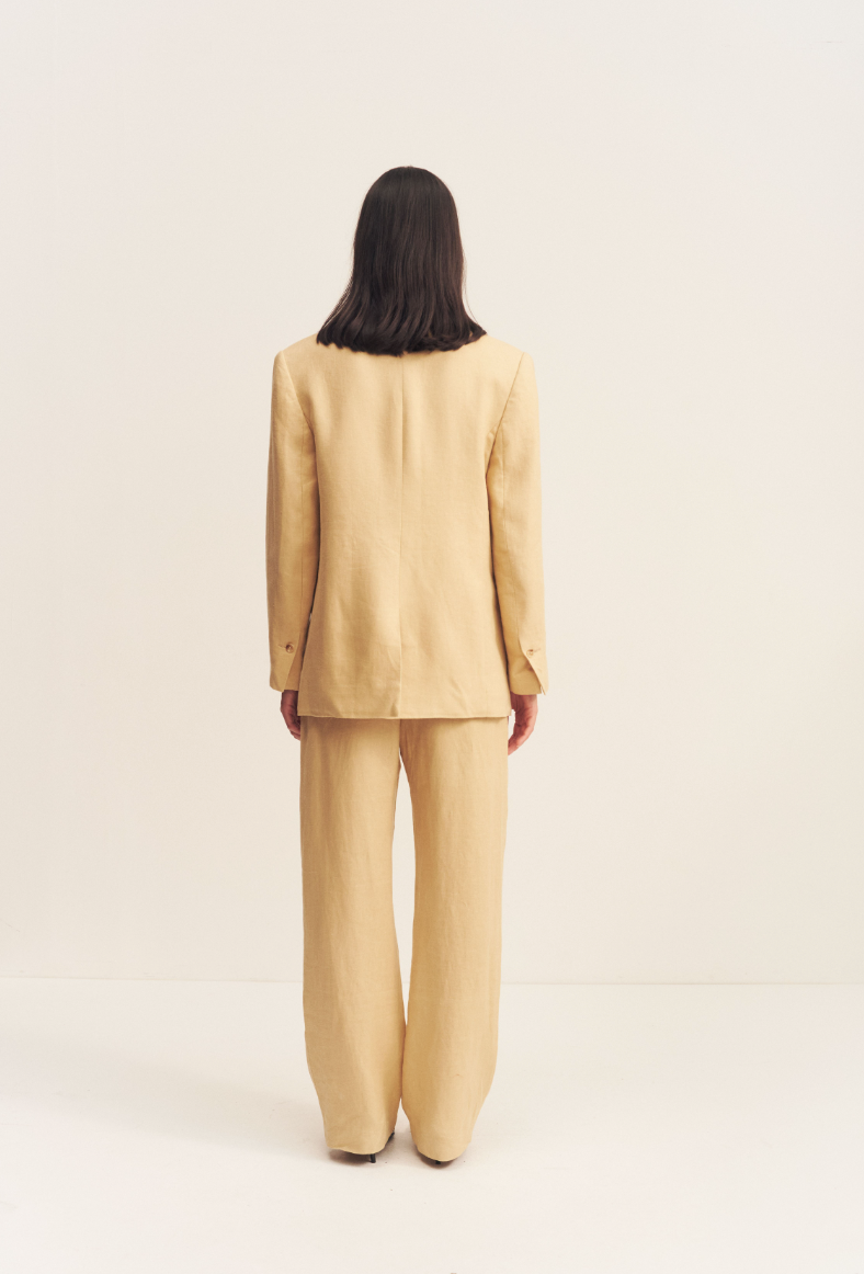 Shona Joy Wellington Double Layer Blazer Almond