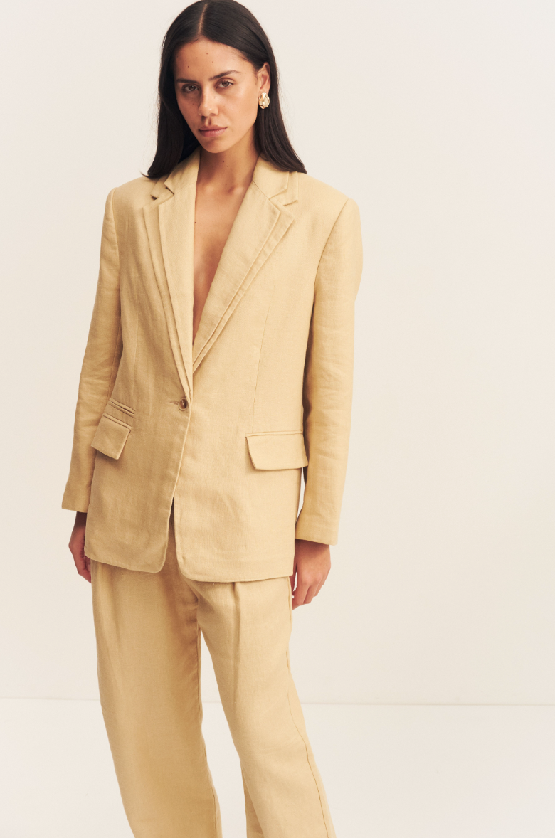 Shona Joy Wellington Double Layer Blazer Almond