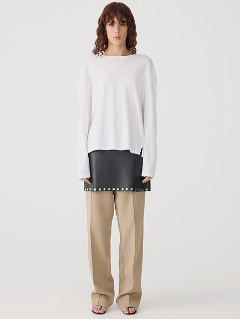 Bassike Boyfriend Htg Long Sleeve T Shirt White