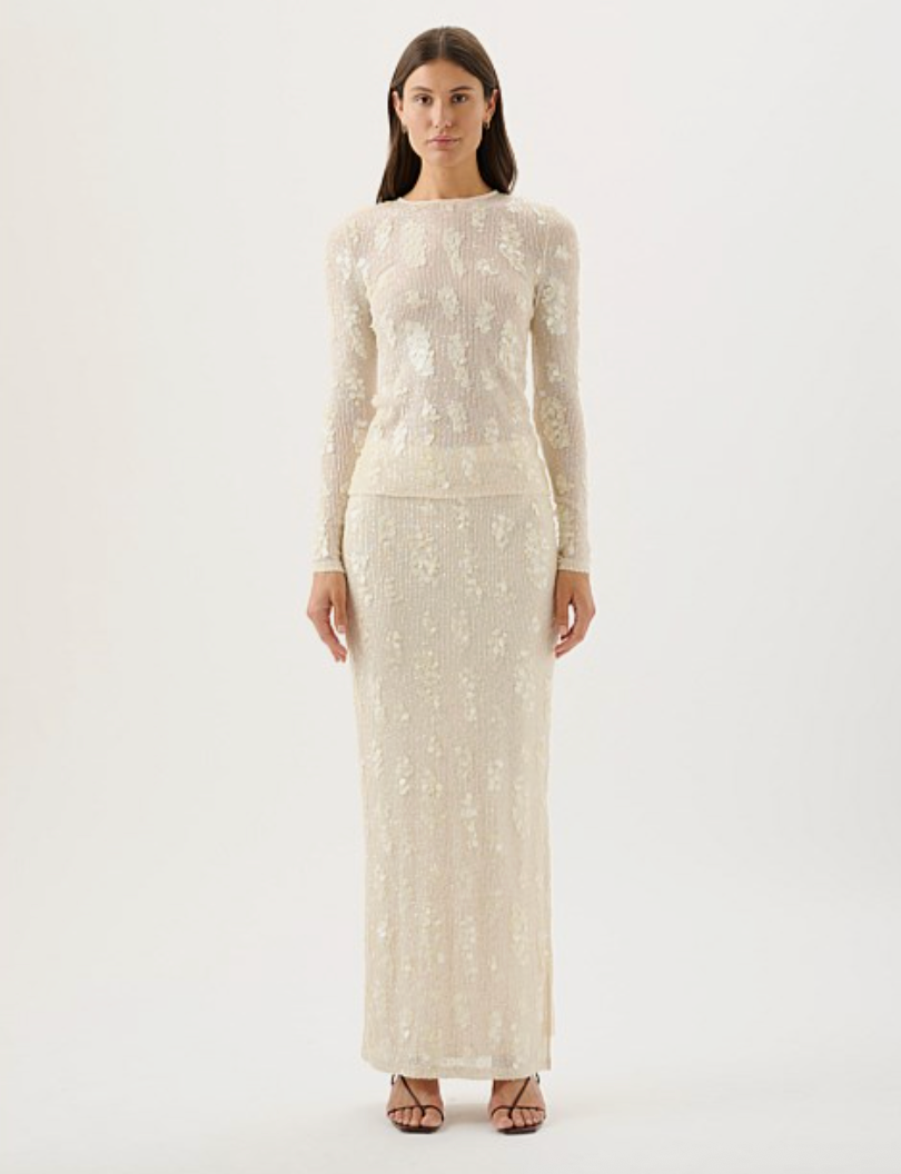 Roame Carmine Top Ivory Sequin