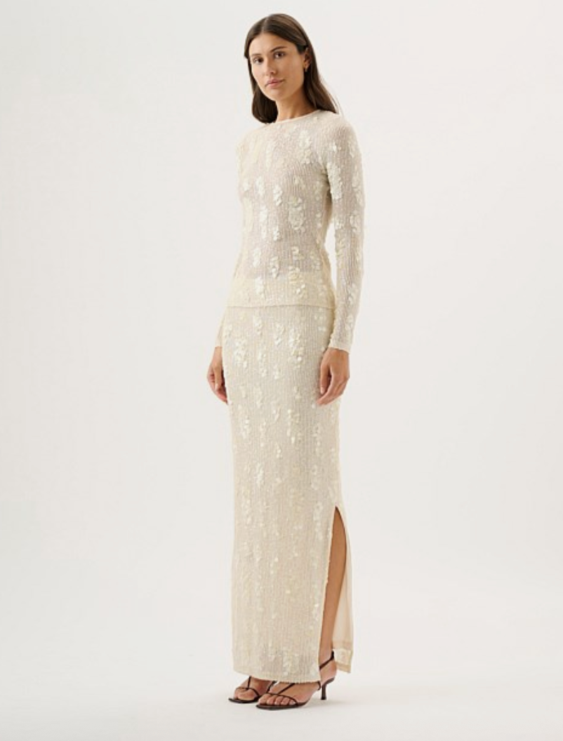 Roame Carmine Top Ivory Sequin