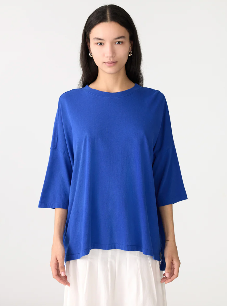 Bassike Slouch Side Side Step T Shirt Cobalt