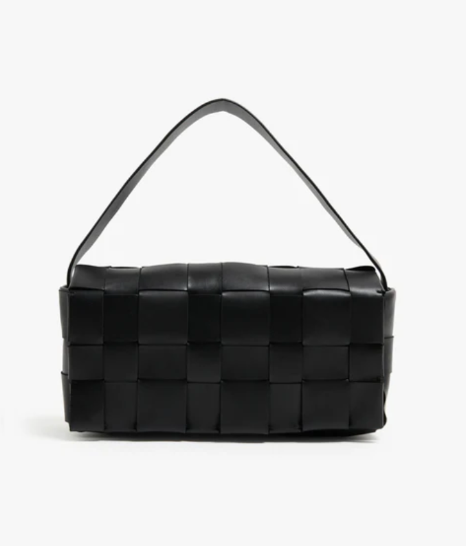 St Agni Woven Envelope Slim Mini Tote Black