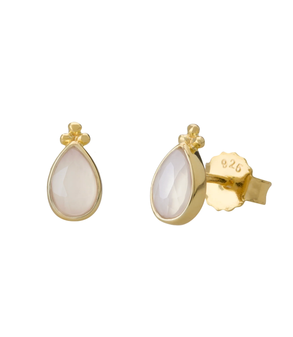 Murkani Loved Always Faceted Moonstone Earring Yellow Gold Plated