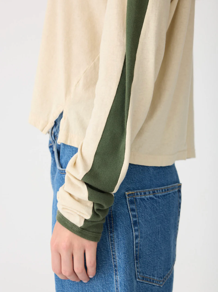 Bassike Racer Long Sleeve Shirt Soft Ecru Khaki