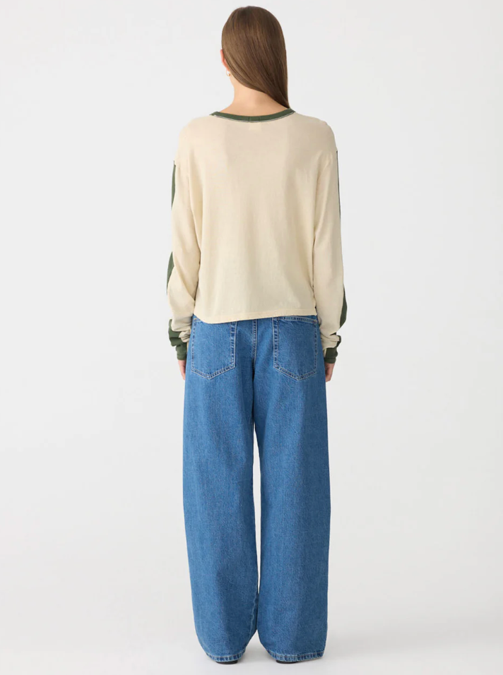 Bassike Racer Long Sleeve Shirt Soft Ecru Khaki