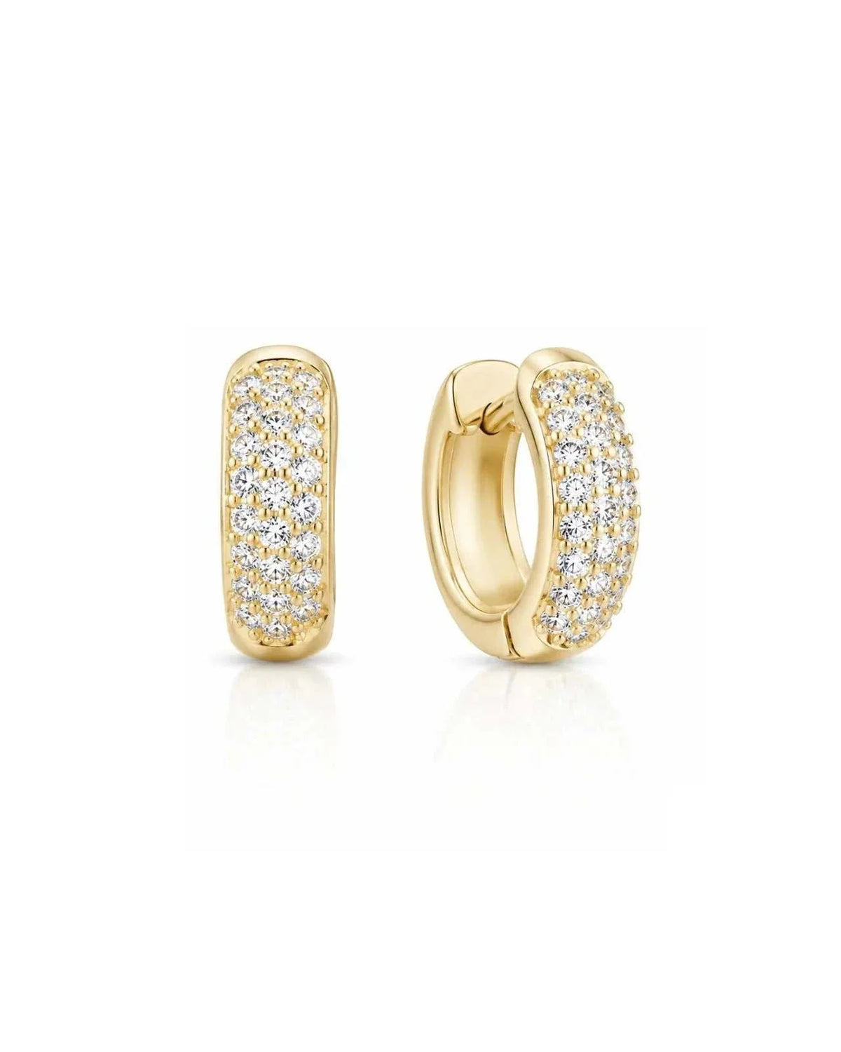 De Sur Triple Pavé Earrings Gold