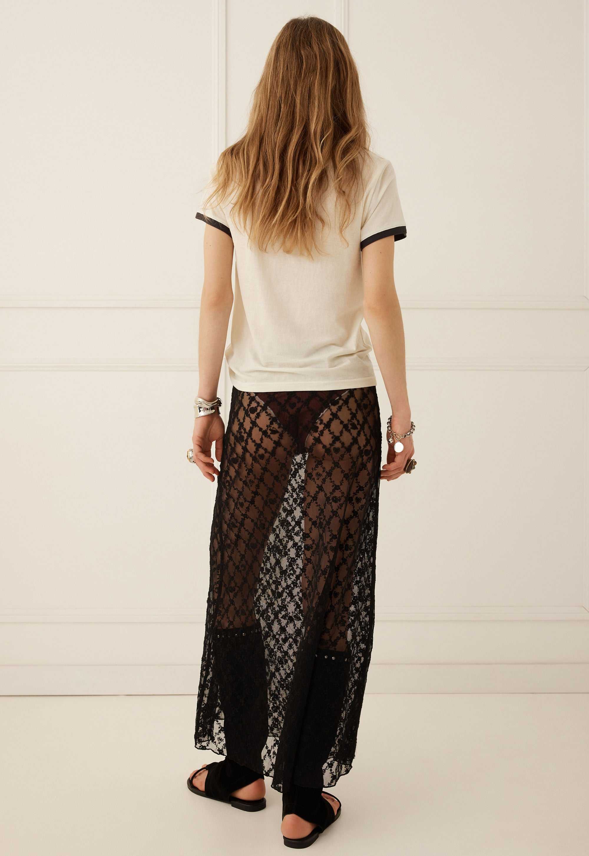 Spell Serpent Lace maxi Skirt Noir