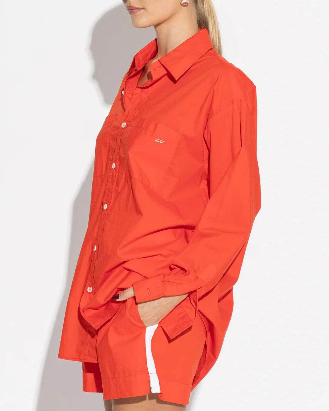 Sara Fox Samba Short in Tangelo with White Stripe