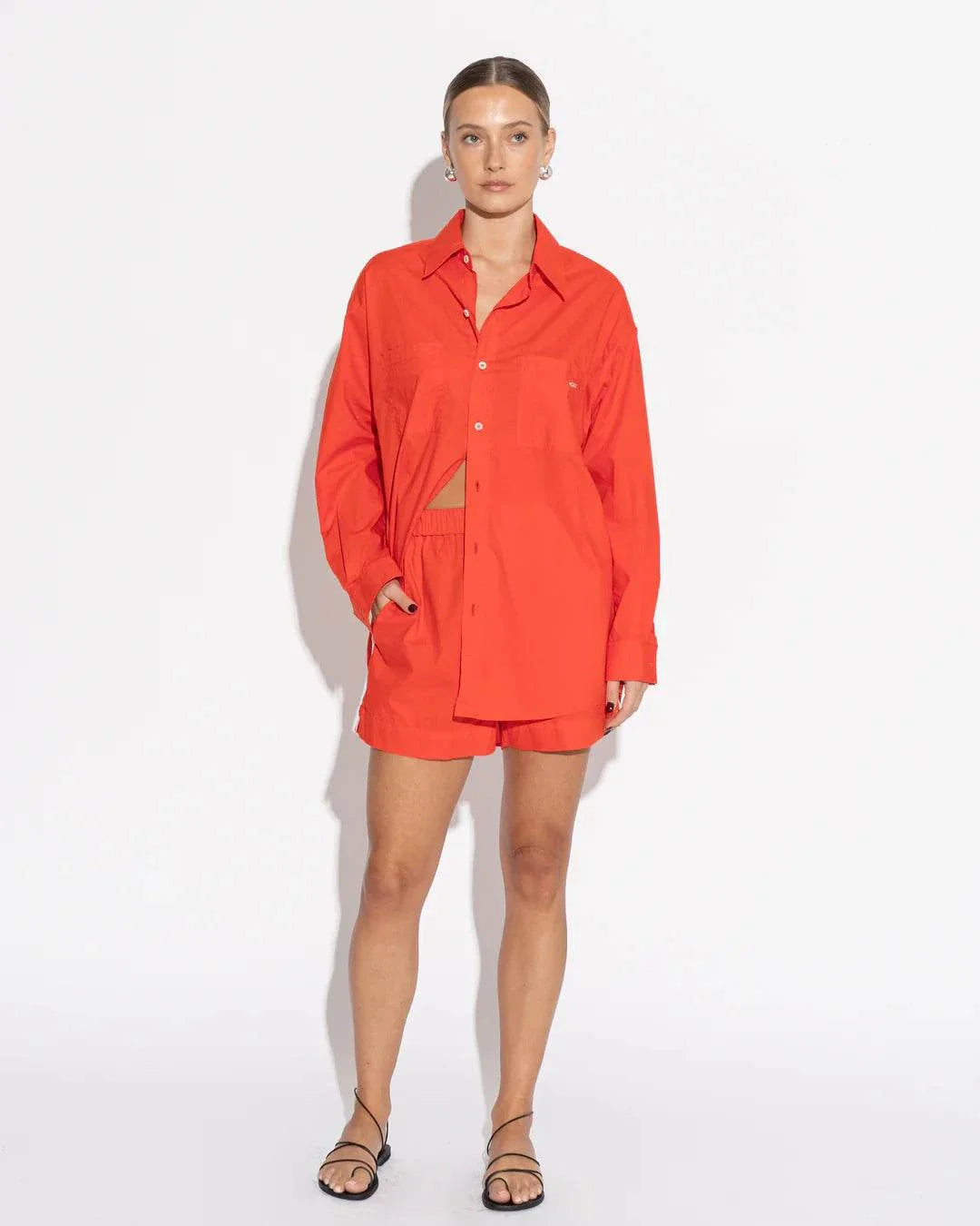 Sara Fox Samba Short in Tangelo with White Stripe