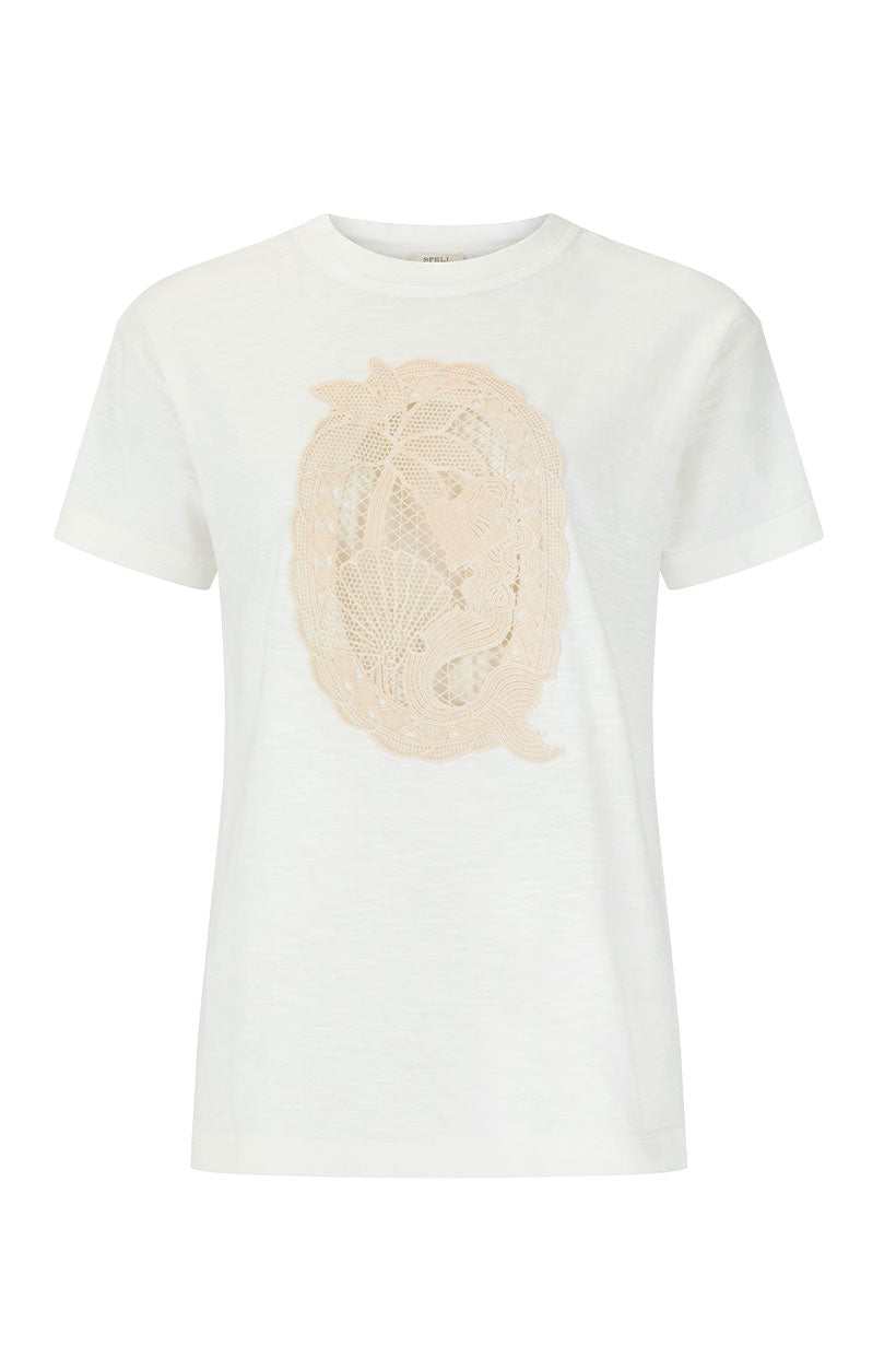 Spell Mermaid Cove Applique Tee White Sands